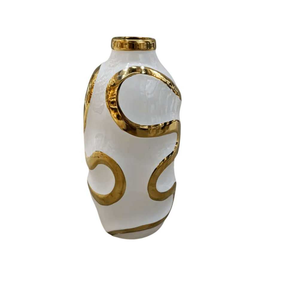 Marigold Gold & White Squiggle Decorative Vase Accessories 