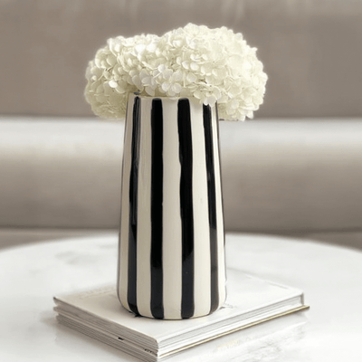 Mariza Black & White Striped Vase Accessories 