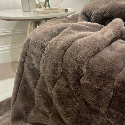 Marlowe Chestnut Large Faux Fur Throw Textiles 