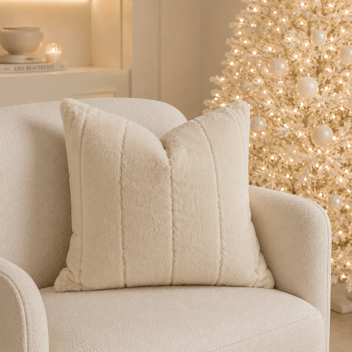 Marlowe Oatmeal Faux Fur Cushion Cover - 45x45cm Textiles 