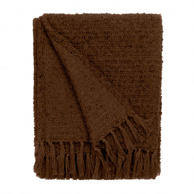Marni Brown Boucle Textured Tasselled Throw Textiles 