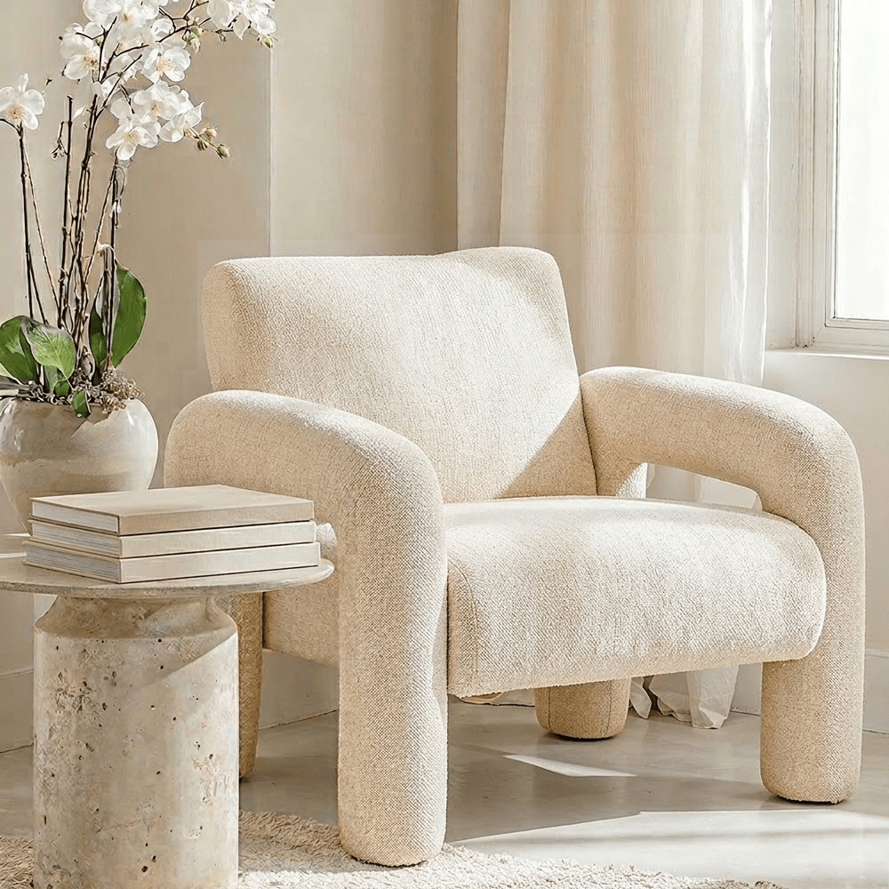 Marylebone White Textured Fabric Accent Chair Furniture 
