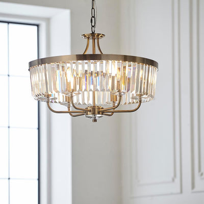 Masika Brass & Glass 6 Light Pendant Ceiling Light Lighting 