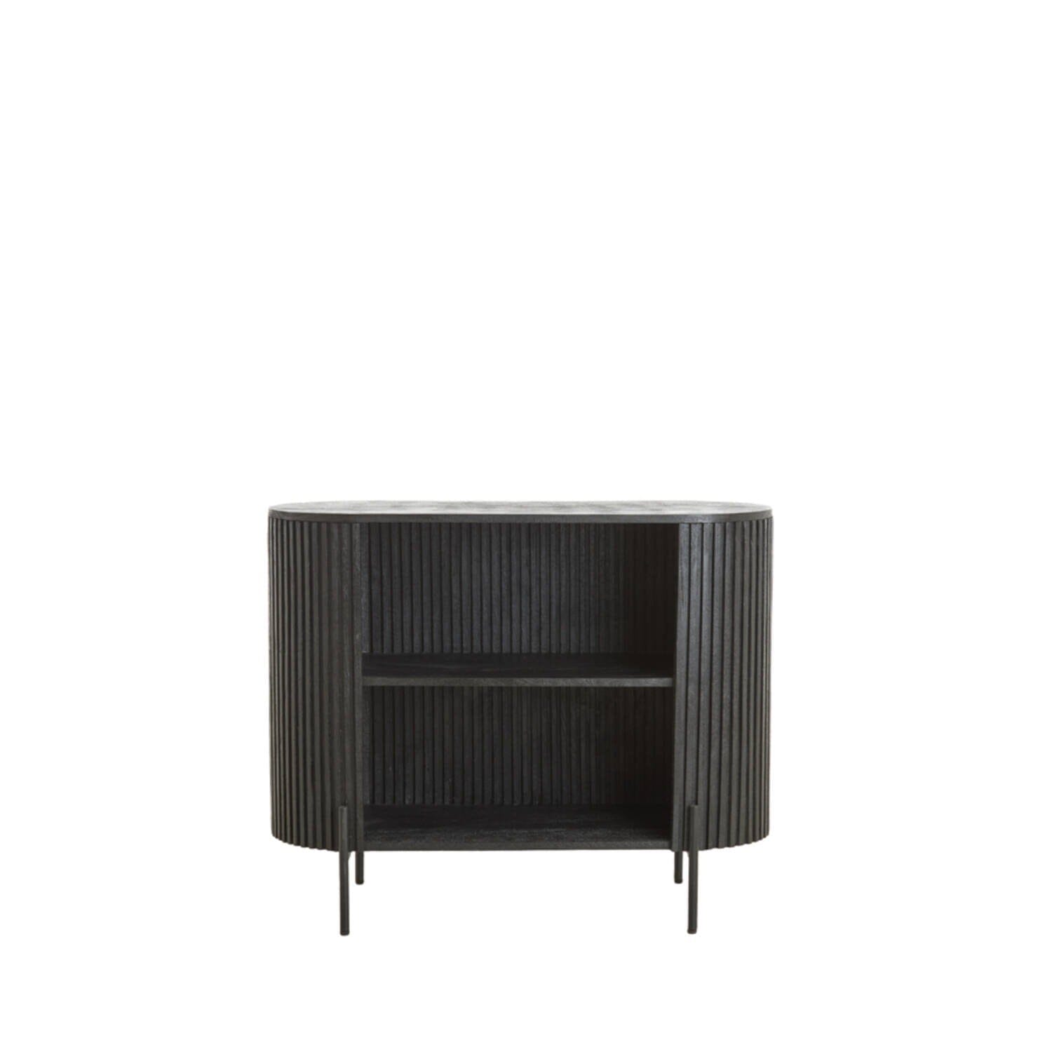 Massia Black Ribbed Open Sideboard Furniture 
