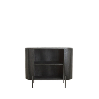Massia Black Ribbed Open Sideboard Furniture 