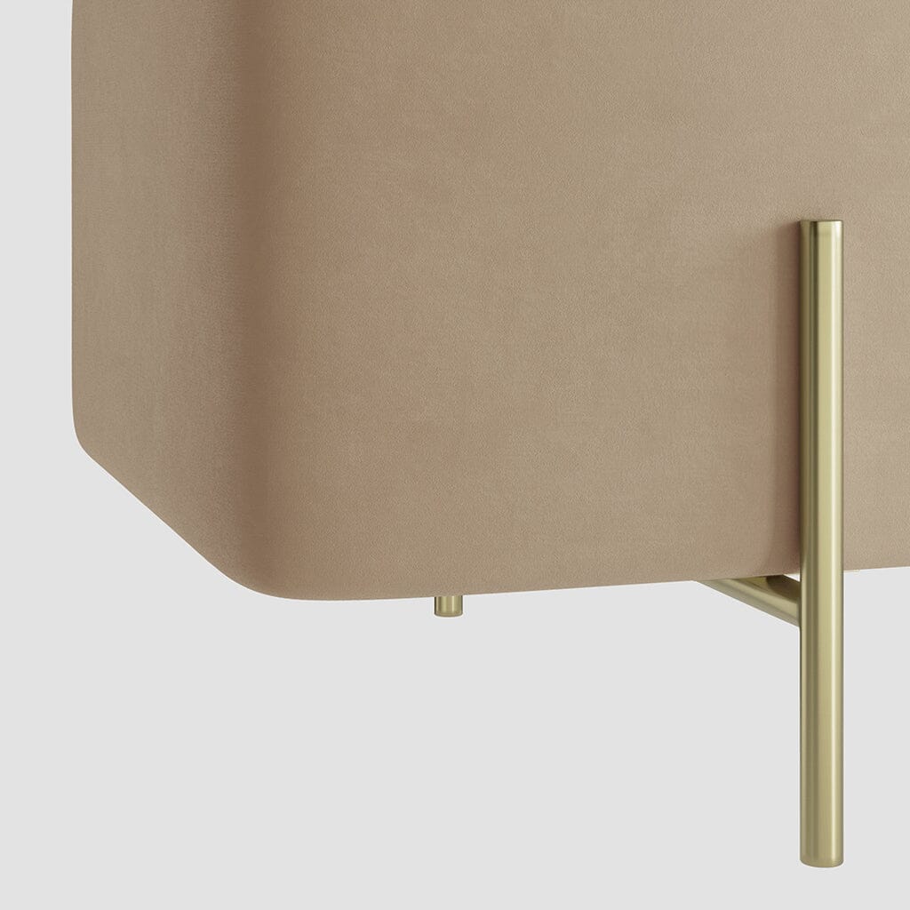 Maya Beige Velvet Ottoman Box with Gold Feet Furniture 
