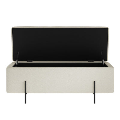 Maya Cream Boucle Ottoman Box with Black Feet Furniture 