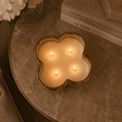 Maya Gold Clover Shaped Decorative Candle Fragrance 