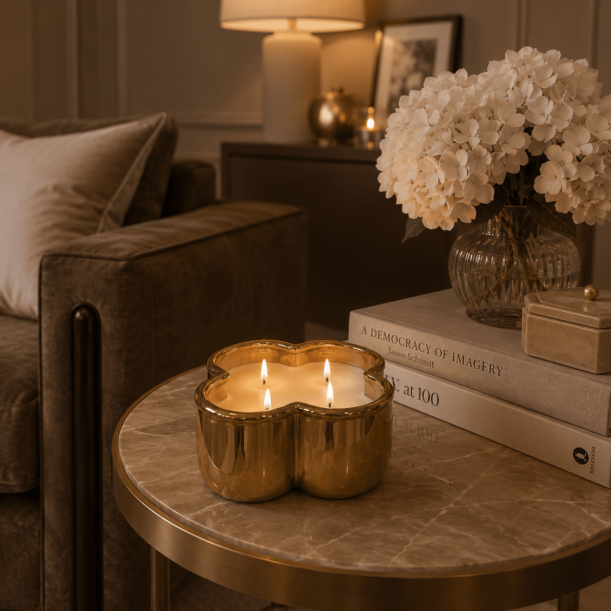 Maya Gold Clover Shaped Decorative Candle Fragrance 