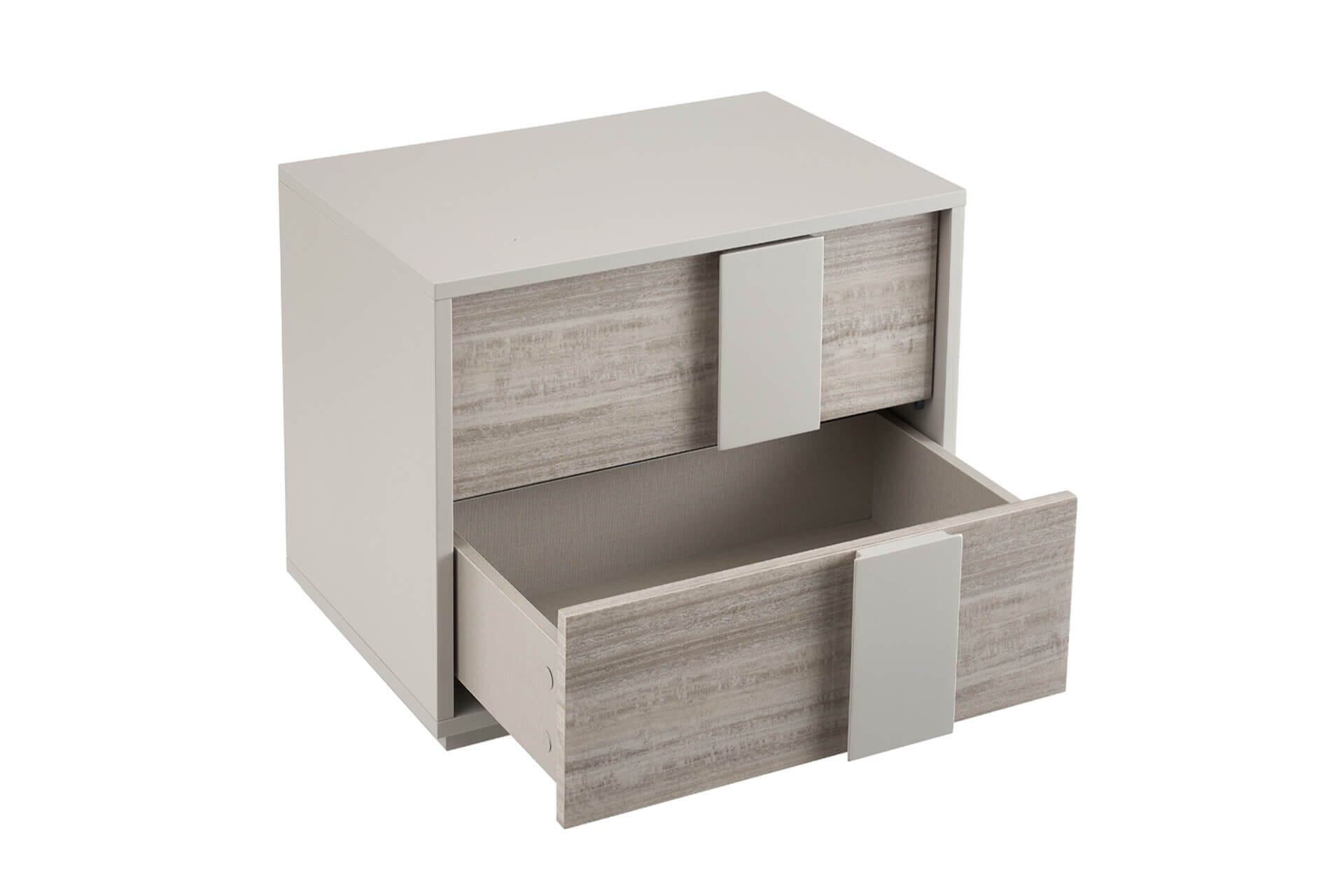 Maya Luxury Greige 2 Drawer Bedside Table Furniture 