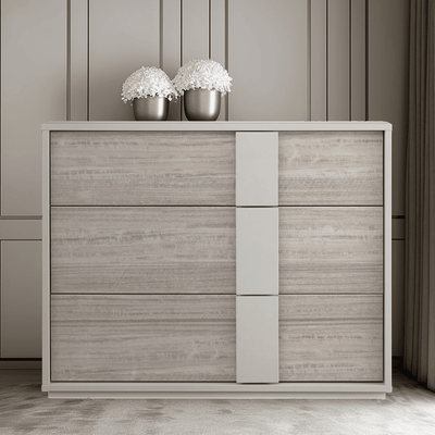 Maya Luxury Greige 3 Drawer Chest Furniture 