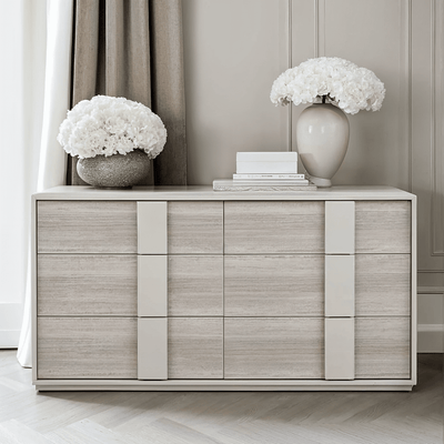 Maya Luxury Greige 6 Drawer Chest Furniture 