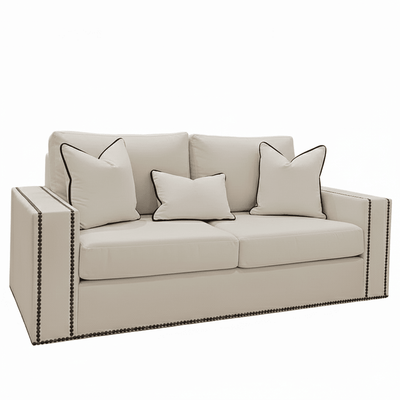 Mayfair Cream Velvet Sofa Collection, With Black Studs Sofa 