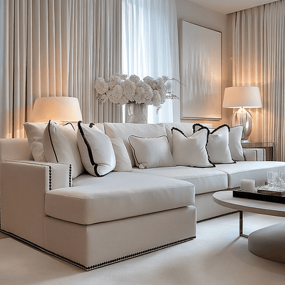 Mayfair Cream Velvet Sofa Collection, With Black Studs Sofa 