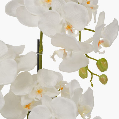 Medium White Faux Potted Orchid Decorative Floral Accessories 