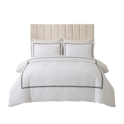 Meghan Black Embroidered Double Stitch Detail Duvet Set Textiles 