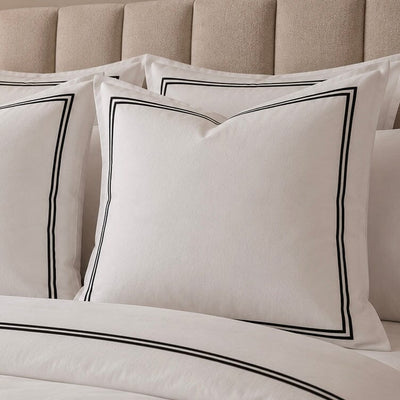 Meghan Black Embroidered Double Stitch Detail Large Cushion Cover - 60x60cm Textiles 