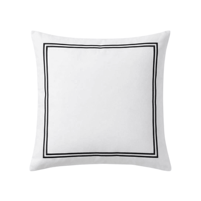 Meghan Black Embroidered Double Stitch Detail Large Feather Filled Cushion - 60x60cm Textiles 