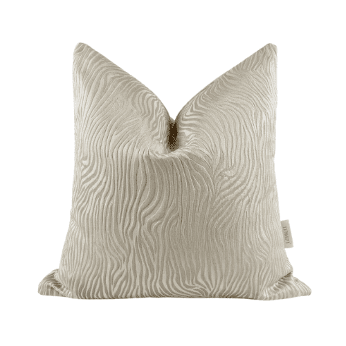Melbourne Cream & Beige Metallic Tiger Print Feather Filled Cushion - 50x50cm Textiles 