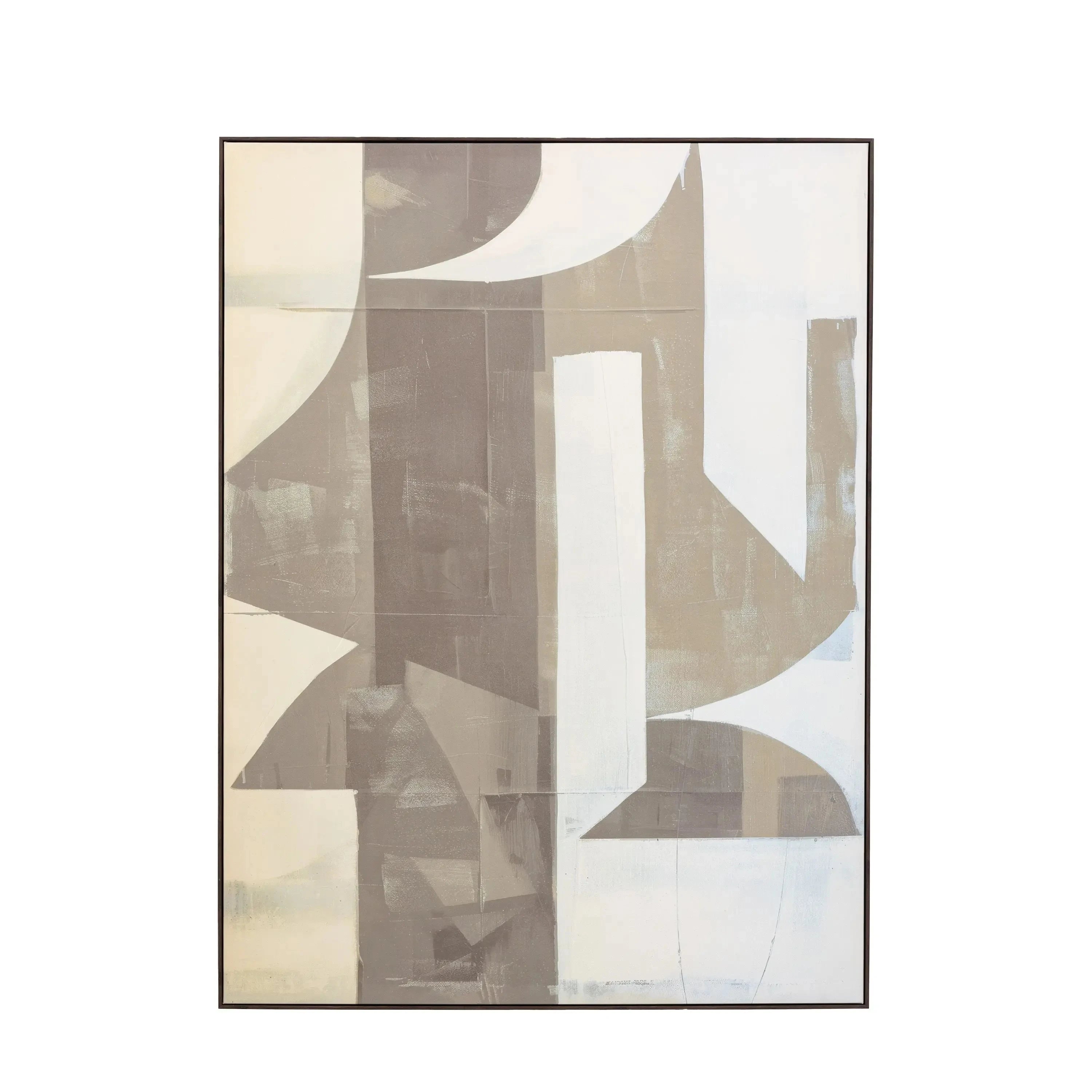Meridian Taupe Abstract Framed Canvas Wall Art Accessories 