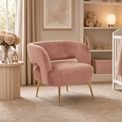 Mia Pink Velvet Curved Back Chair with Gold Legs Furniture 