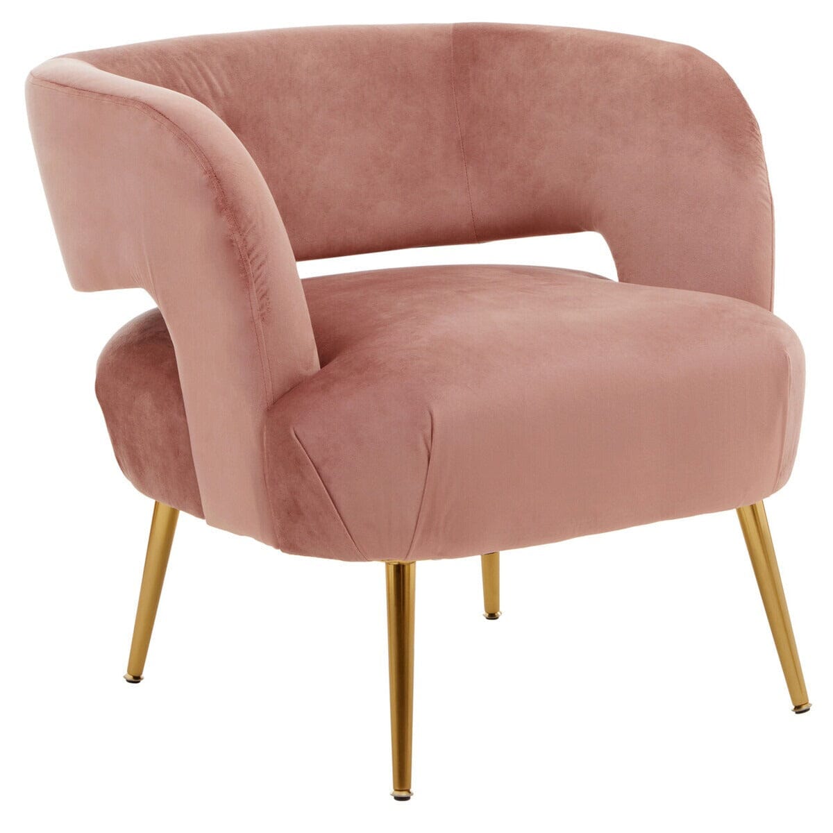 Mia Pink Velvet Curved Back Chair with Gold Legs Furniture 