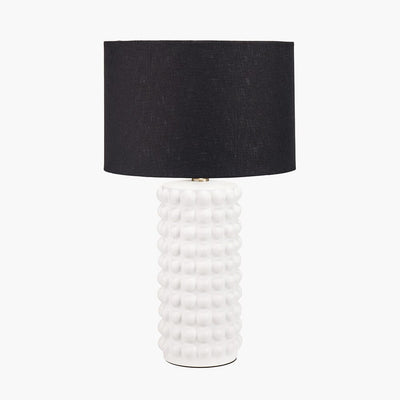 Mia White Bobbled Ceramic Table Lamp with Black Shade Lighting 