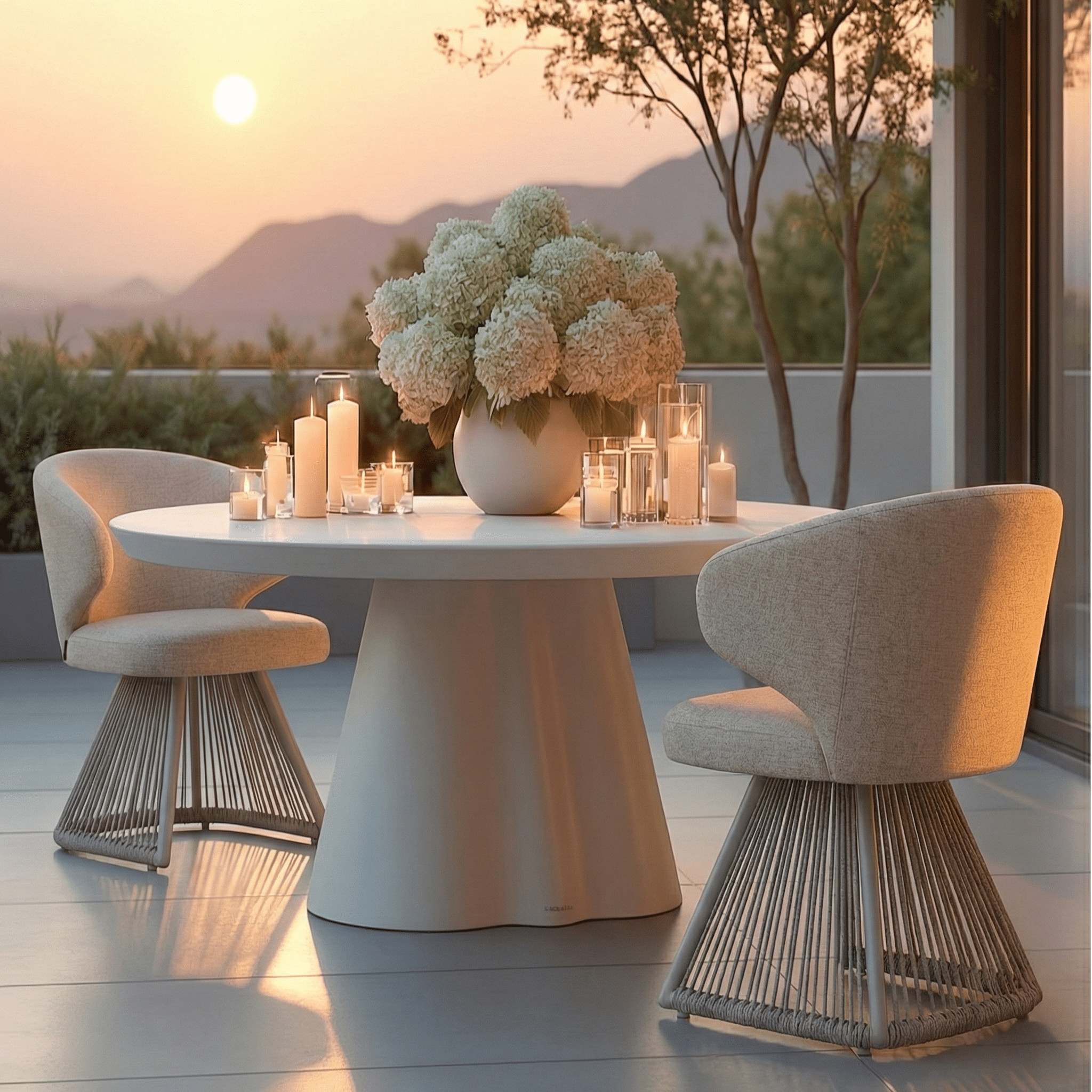 Michaela Concrete Flower Shaped Outdoor Dining Table Outdoor 