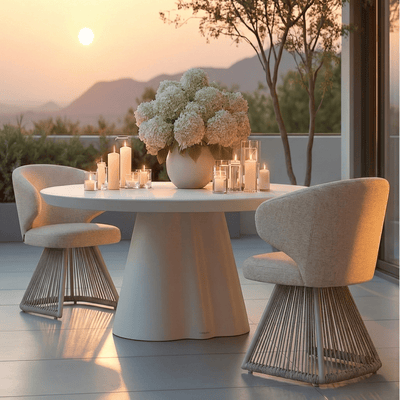 Michaela Concrete Flower Shaped Outdoor Dining Table Outdoor 
