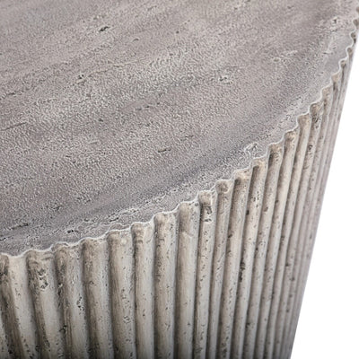 Mikono Natural Ribbed Stone Effect Round Coffee Table Furniture 