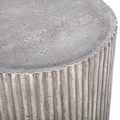 Mikono Natural Ribbed Stone Effect Round Side Table Furniture 