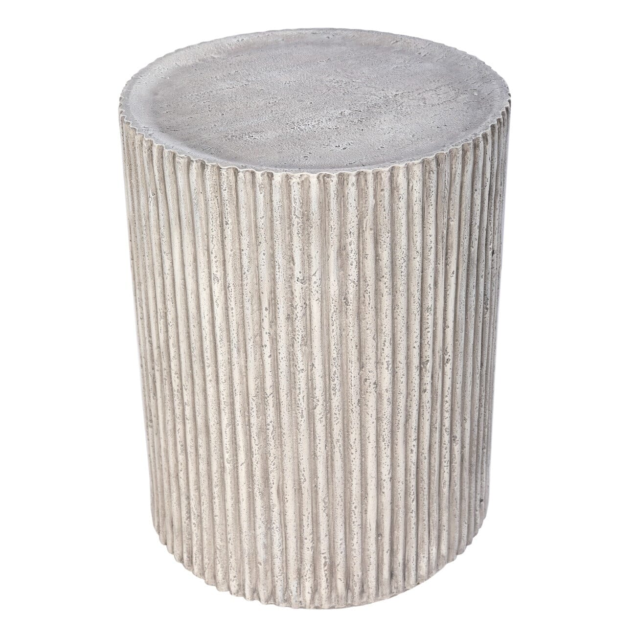 Mikono Natural Ribbed Stone Effect Round Side Table Furniture 