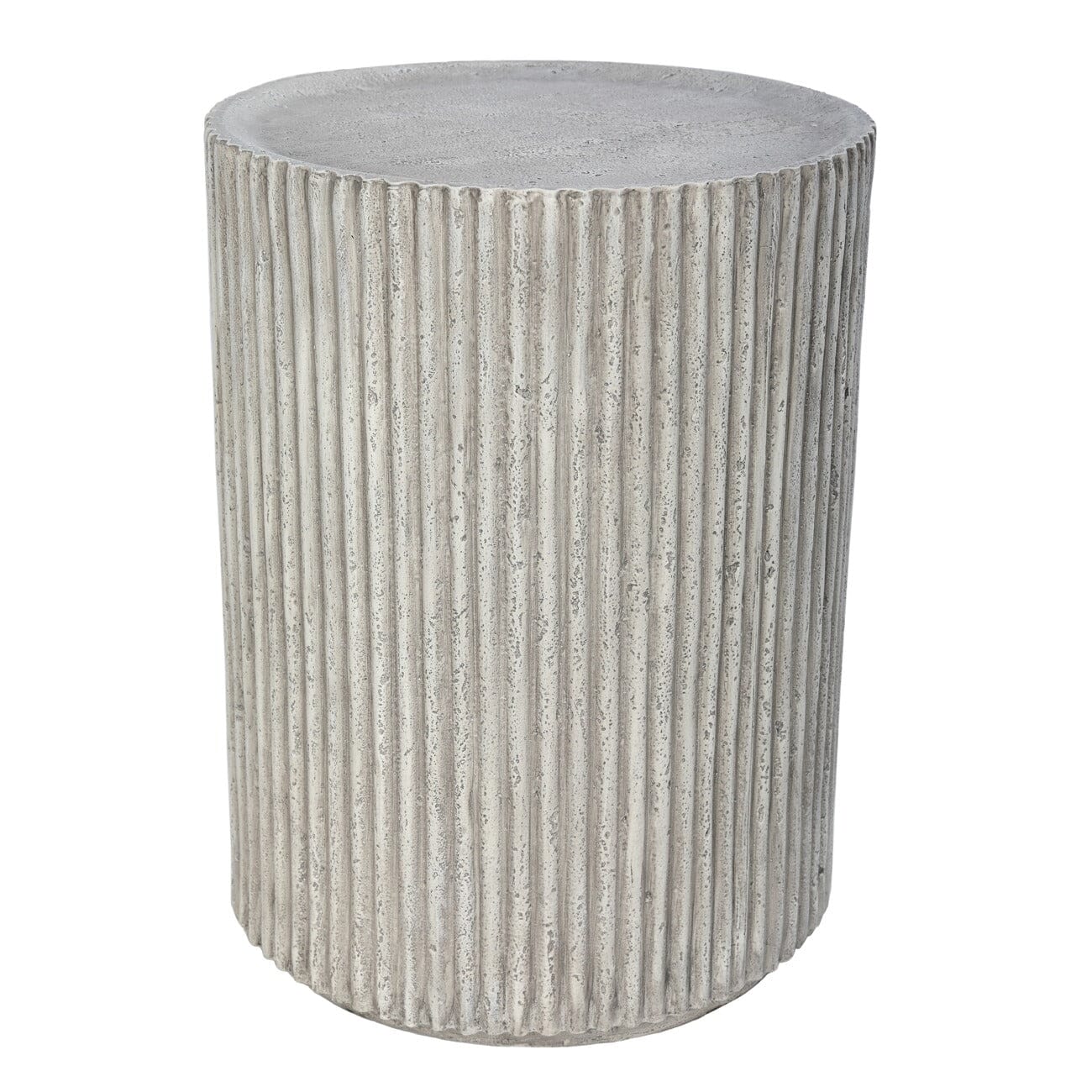 Mikono Natural Ribbed Stone Effect Round Side Table Furniture 