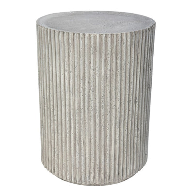 Mikono Natural Ribbed Stone Effect Round Side Table Furniture 
