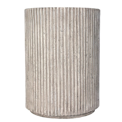 Mikono Natural Ribbed Stone Effect Round Side Table Furniture 