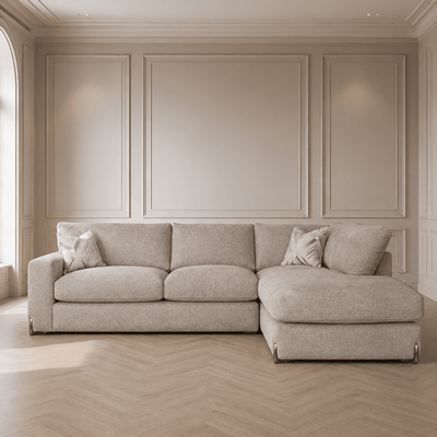 Mila Taupe Soft Textured Sofa Range with Gold Feet Sofa 