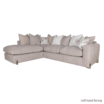 Mila Taupe Soft Textured Sofa Range with Gold Feet Sofa Large Left Hand Facing Pillow Back 