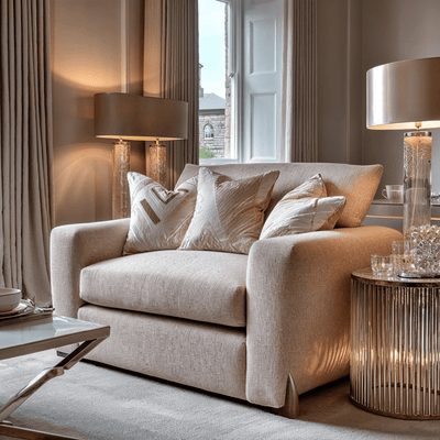 Mila Taupe Soft Textured Sofa Range with Gold Feet Sofa Love Seat N/A 