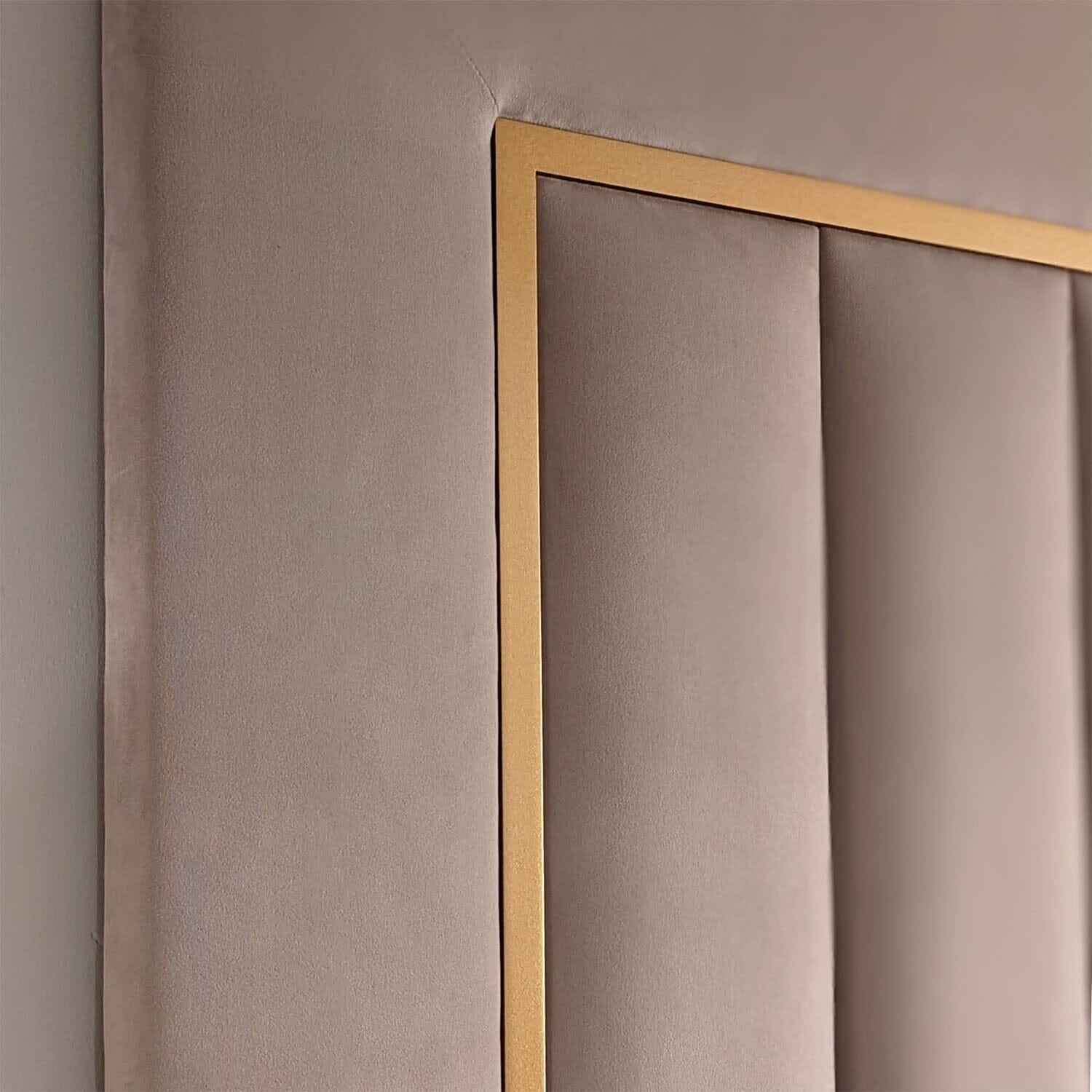Milan Mink & Gold Channelled Luxury Headboard Beds and Headboards 