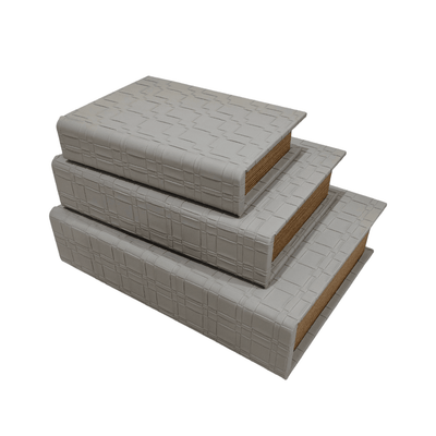 Milano Neutral Textured PU Book Boxes - Set of 3 Accessories 