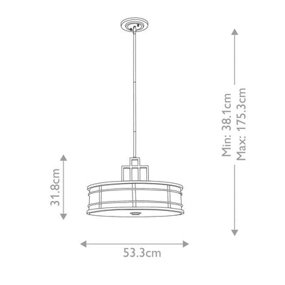 Millie Painted Brass 3 Light Pendant Ceiling Light Lighting 