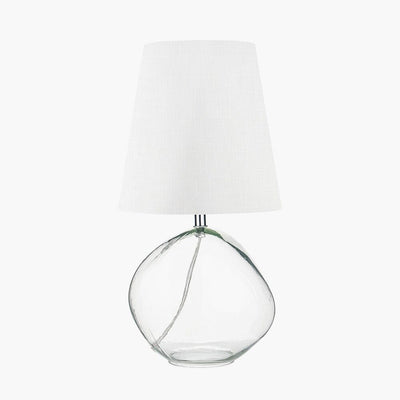 Milou Clear Glass Organic Table Lamp with White Shade Lighting 