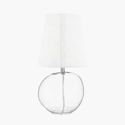Milou Clear Glass Organic Table Lamp with White Shade Lighting 