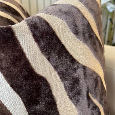 Mimi Brown & Cream Zebra Print Cushion - 43x43cm Textiles 