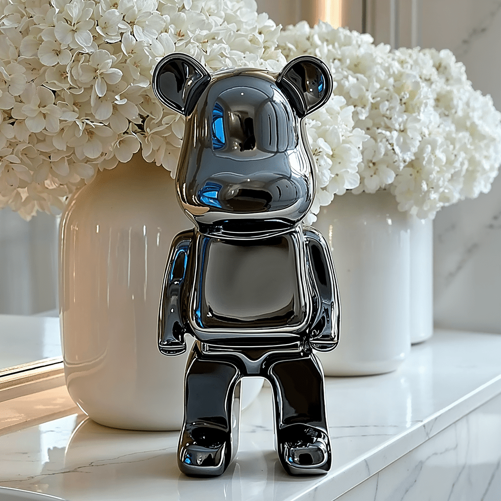 Mini Black Pearlescent Standing Bear Ornament Accessories 