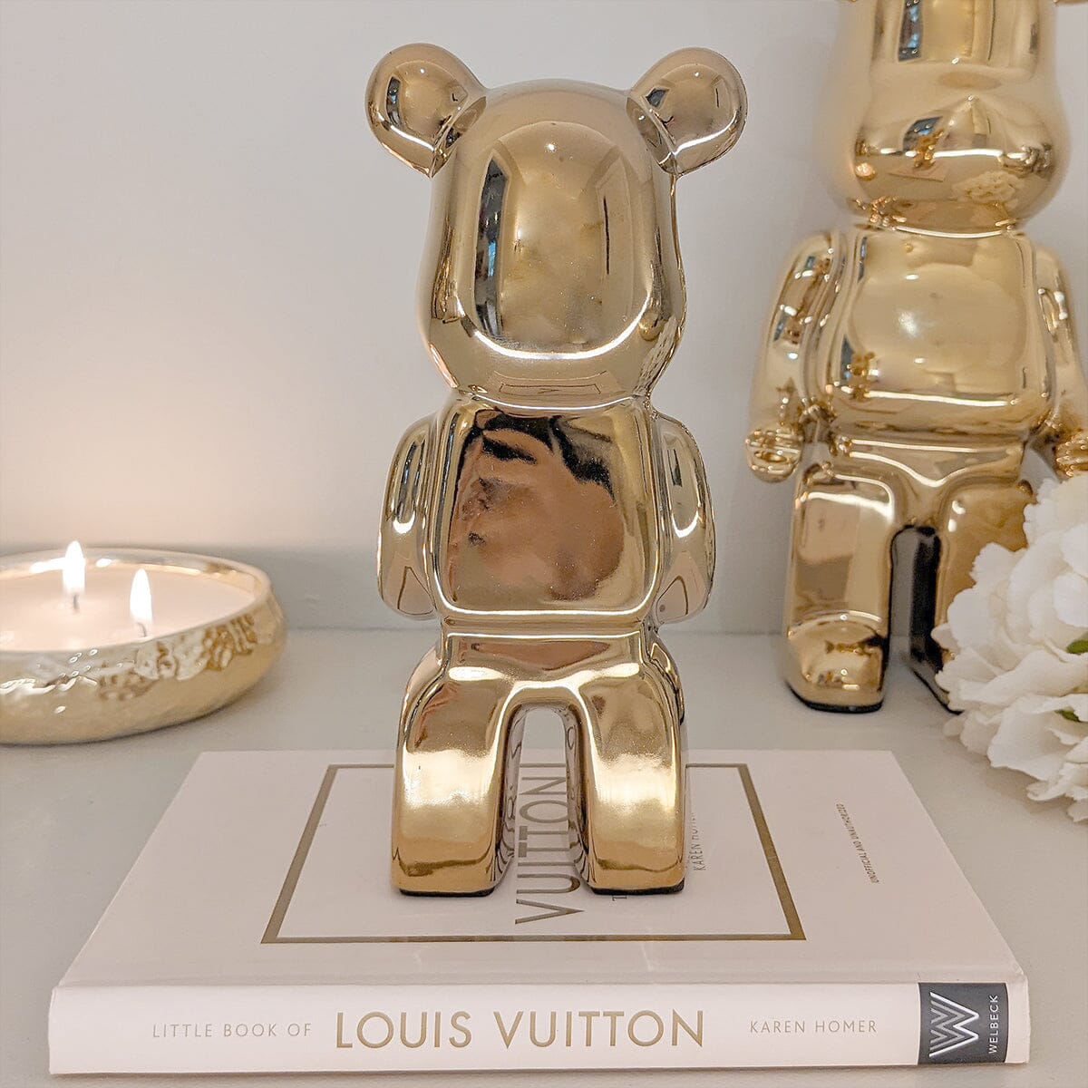 Mini Gold Pearlescent Standing Bear Ornament Accessories 