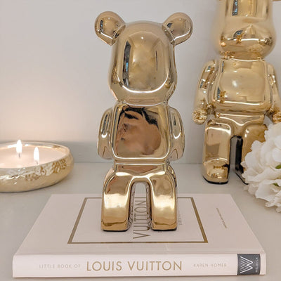 Mini Gold Pearlescent Standing Bear Ornament Accessories 