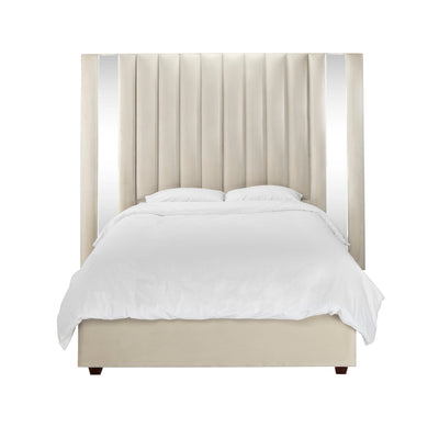 Mira Vanilla Velvet Premium Mirrored Bed 