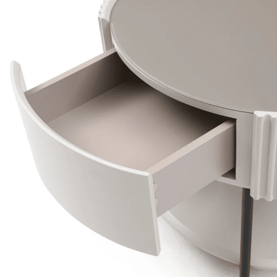 Mirabel Beige & Black Luxury Rounded Bedside Table Furniture 