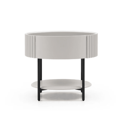 Mirabel Beige & Black Luxury Rounded Bedside Table Furniture 